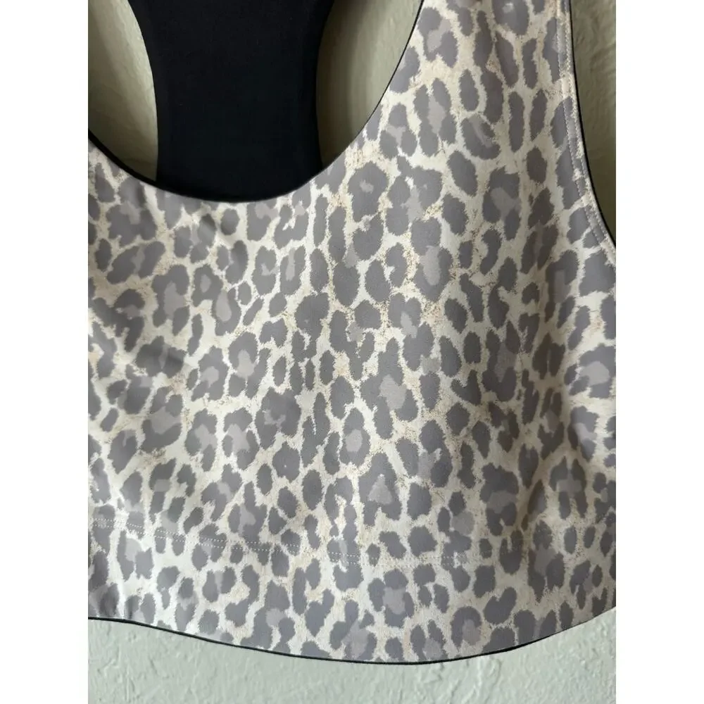 NWT Johnny Was Calme Endurance Reversible (Black/ Animal Print) Sports Bra Sz XL